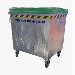 1100 Litre Euro Kol Plastik Kapaklı Metal Çöp Konteyneri