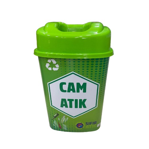 60 Litre Plastik Sıfır Atık Geri Dönüşüm Kovası Cam