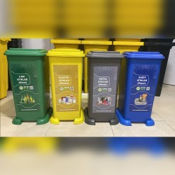 4'lü Plastik Sıfır Atık Geri Dönüşüm Kovası Seti 70 Litre