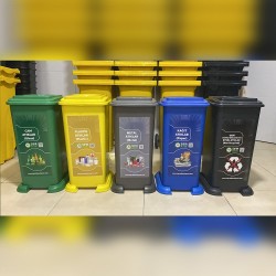 5'li Plastik Sıfır Atık Geri Dönüşüm Kovası Seti 70 Litre