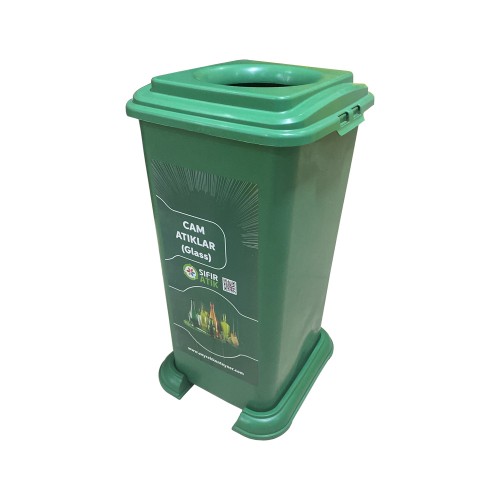70 Litre Plastik Sıfır Atık Geri Dönüşüm Kovası Cam