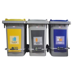 85 Litre Plastik Pedallı Sıfır Atık Geri Dönüşüm Kovası 3'lü Set