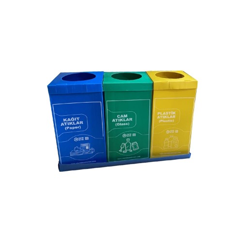 3'lü Sıfır Atık Geri Dönüşüm Kutusu Seti 70 Litre