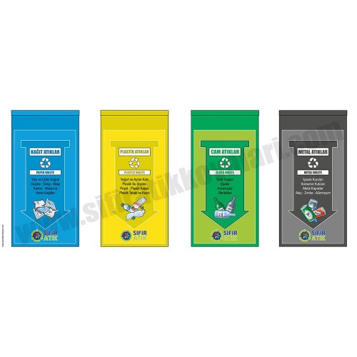 Sıfır Atık Geri Dönüşüm Panosu 4'lü