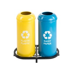 1007C Boyalı 2 Bölmeli Sıfır Atık Geri Dönüşüm Seti