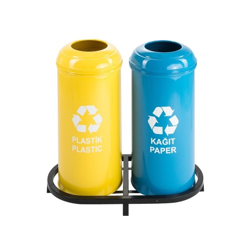 1007C Boyalı 2 Bölmeli Sıfır Atık Geri Dönüşüm Seti