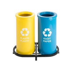 1009C Boyalı 2 Bölmeli Sıfır Atık Geri Dönüşüm Seti