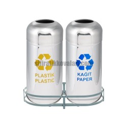 1014C Paslanmaz 2 Bölmeli Sıfır Atık Geri Dönüşüm Seti