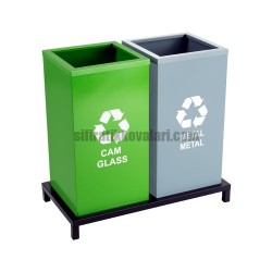 1028 Boyalı 2 Bölmeli Sıfır Atık Geri Dönüşüm Seti