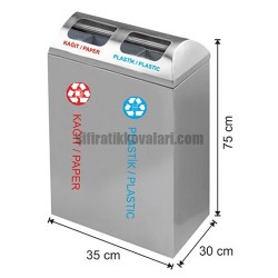 1875 Paslanmaz 2 Bölmeli Sıfır Atık Geri Dönüşüm Seti