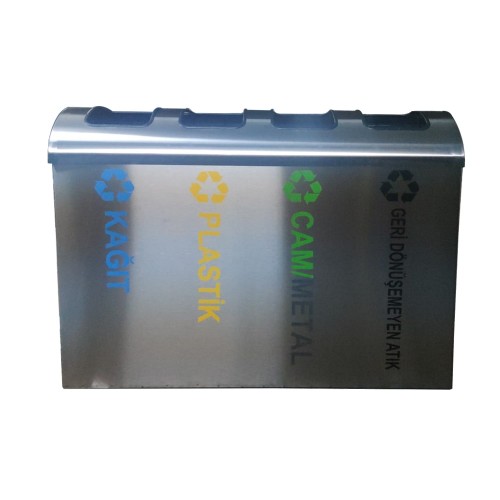 1848 Paslanmaz 4 Bölmeli Sıfır Atık Geri Dönüşüm Seti